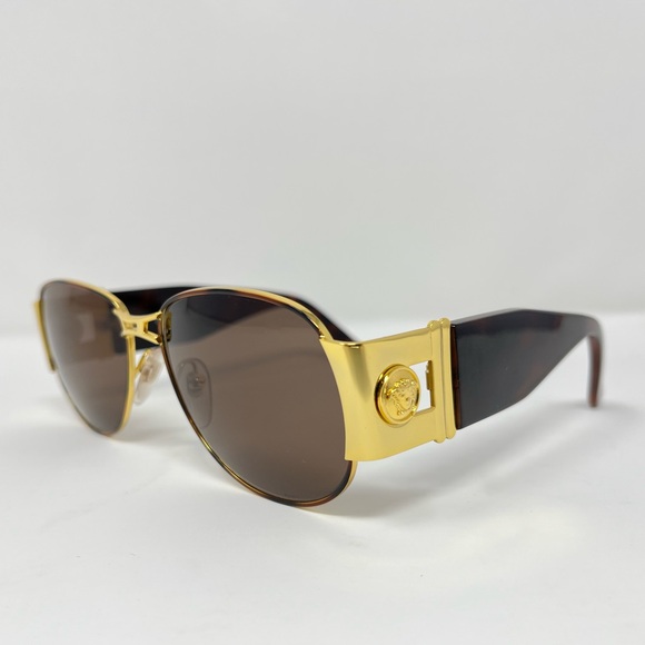 Vintage Versace Medusa Sunglasses 90s Y2K Tortoise Brown Gold Oversized Case - Picture 4 of 12